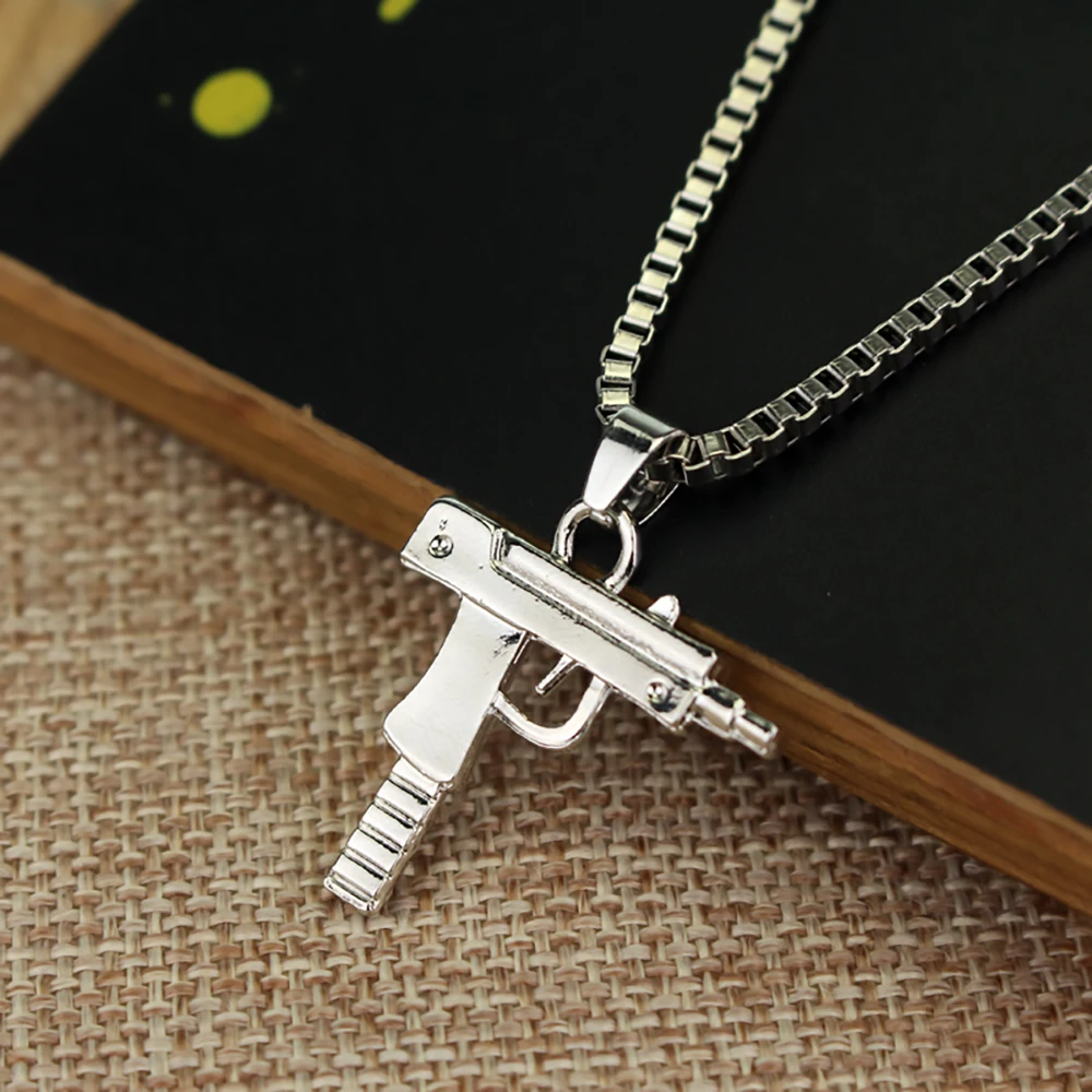 New Models Hip Hop UZI Kolye GUN Shape Pendant Necklace Gold/Silver Color Army Style Male Chain Men Necklaces Jewelry