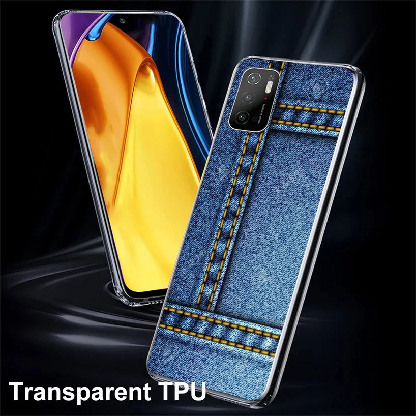 Jeans Cowboy Denim Printed Phone Case For Xiaomi Poco X6 X5 X4 X3 Nfc F6 F5 Pro F4 Gt F3 F2 F1 M5S M4 M3 Personalized Print Cove