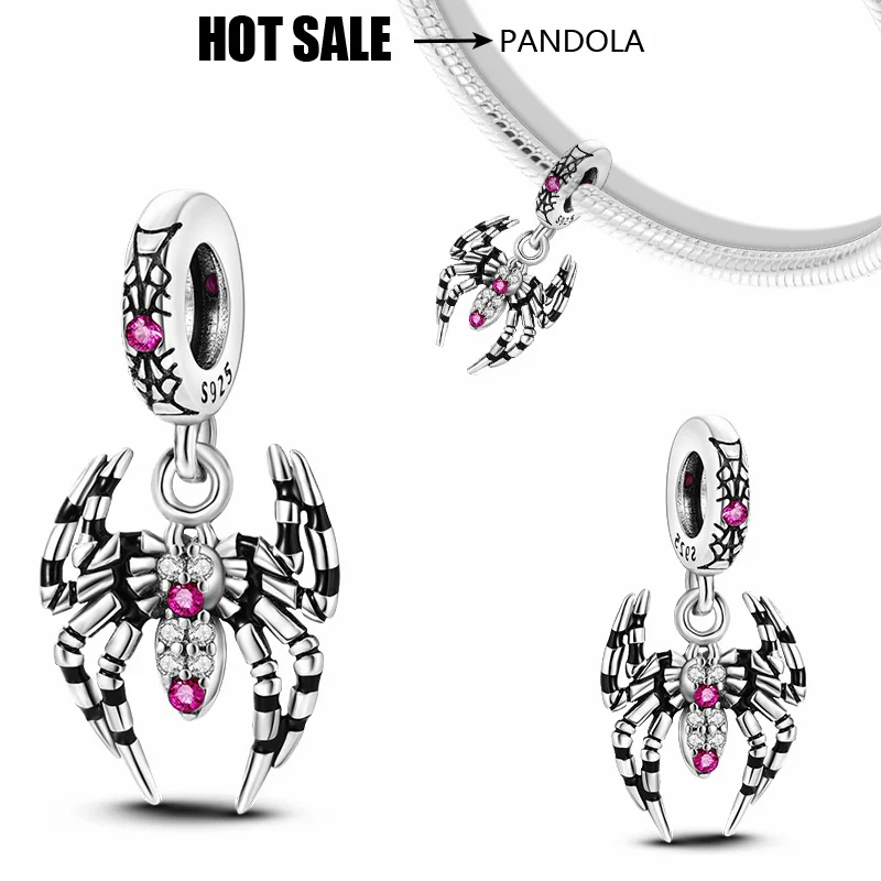 925 Silver Magic Spider Pendant Zircon Charm Bead Suitable for Pandora Original Ladies DIY Bracelet Exquisite Jewelry Gifts