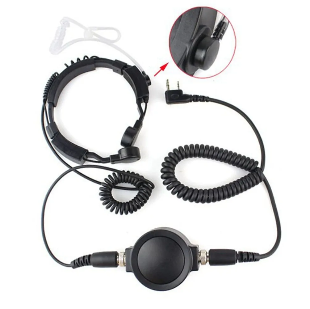 2 Pin Waterproof PTT Throat Mic Covert Acoustic Tube Earpiece Headset for KENWOOD/BAOFENG/TYT/HYT Two Way Radio Accessories