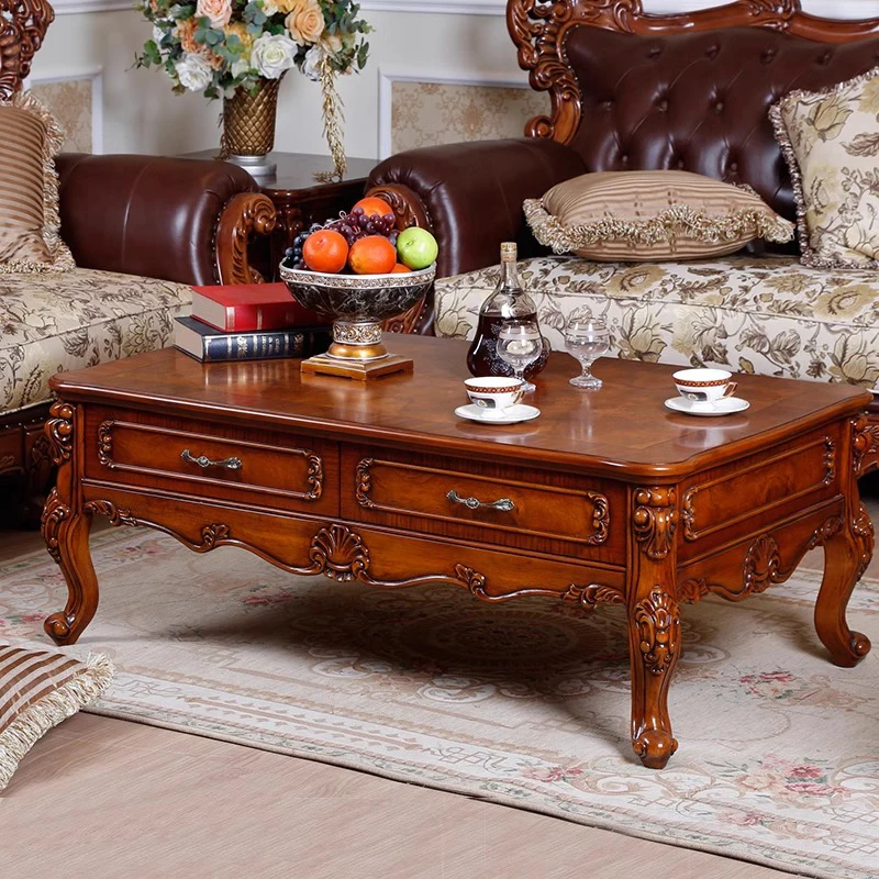 

American solid wood coffee table European retro coffee table