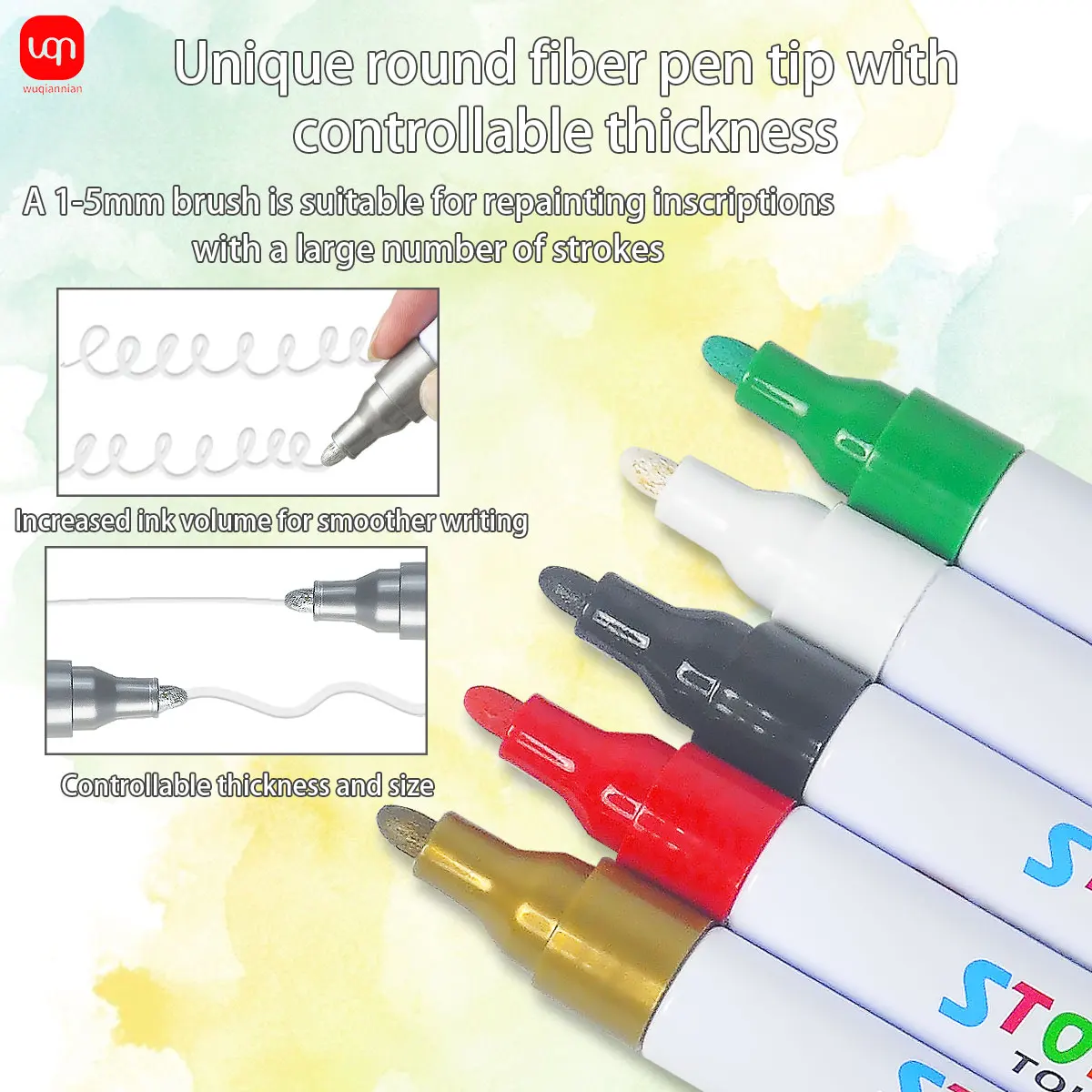 

Набор цветных маркеров WQN (6 шт.): практичные, легко наносятся, устойчивы к выцветанию, подходят для шин автомобилей, надгробий, поделок, для подкрашивания.