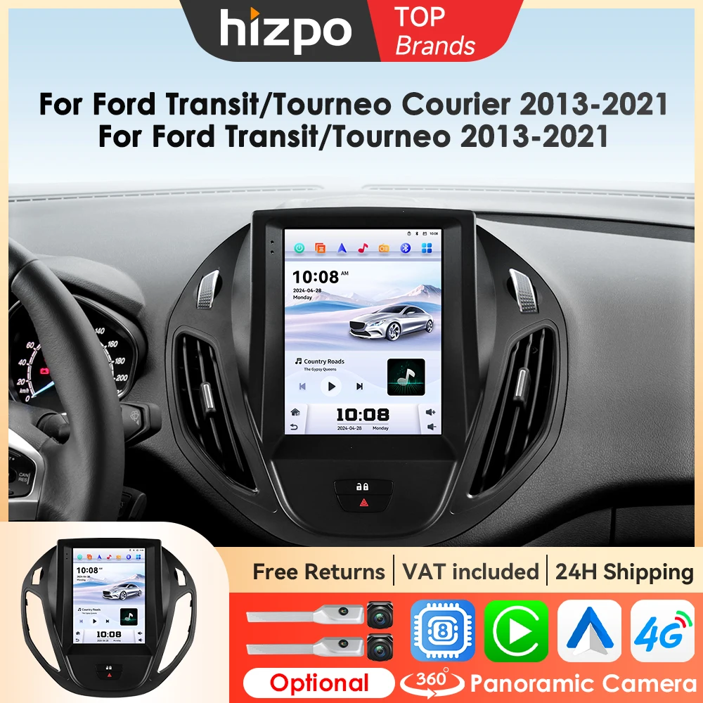 Hizpo 9.7 Pollici Multimediale per Ford Tourneo Transit 2012 - 2023 Stile Tesla Android14 Autoradio GPS Auto 4G WIFI Carplay 8CORE
