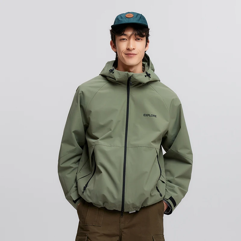 Semir Jacket Men Three-proof Windproof 2025 Spring New Hooded Top for Outdoor Hiking