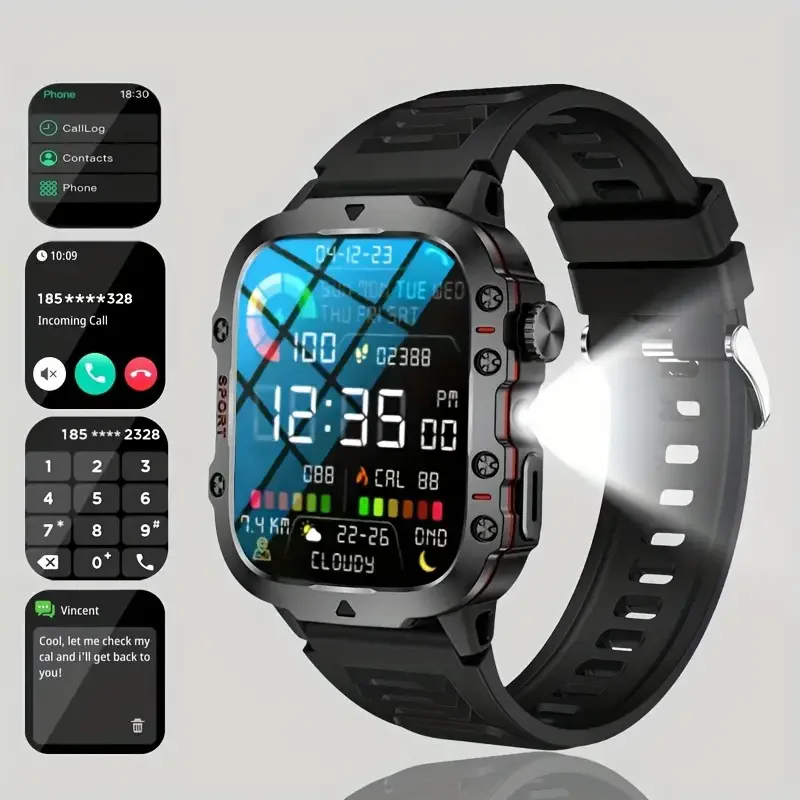 

2025 New for IOS Military Smart Watch 1.81"HD screen BT Call Men Waterproof Outdoor Sports Fitness Tracker Health Monitor