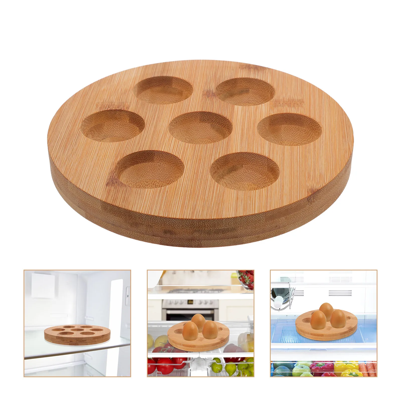 

Деревянная подставка для яиц на 7 отверстий из акации, противоскользящая подставка для яиц для холодильника, столешницы, кухонного хранения