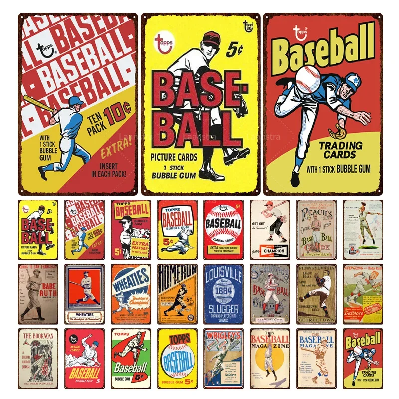 Retro Decor Baseball Tin Sign Vintage Retro Decorative Metal Sign Plaque Garage Gym Pub Bar Man Cave Wall Decor Gift Poster