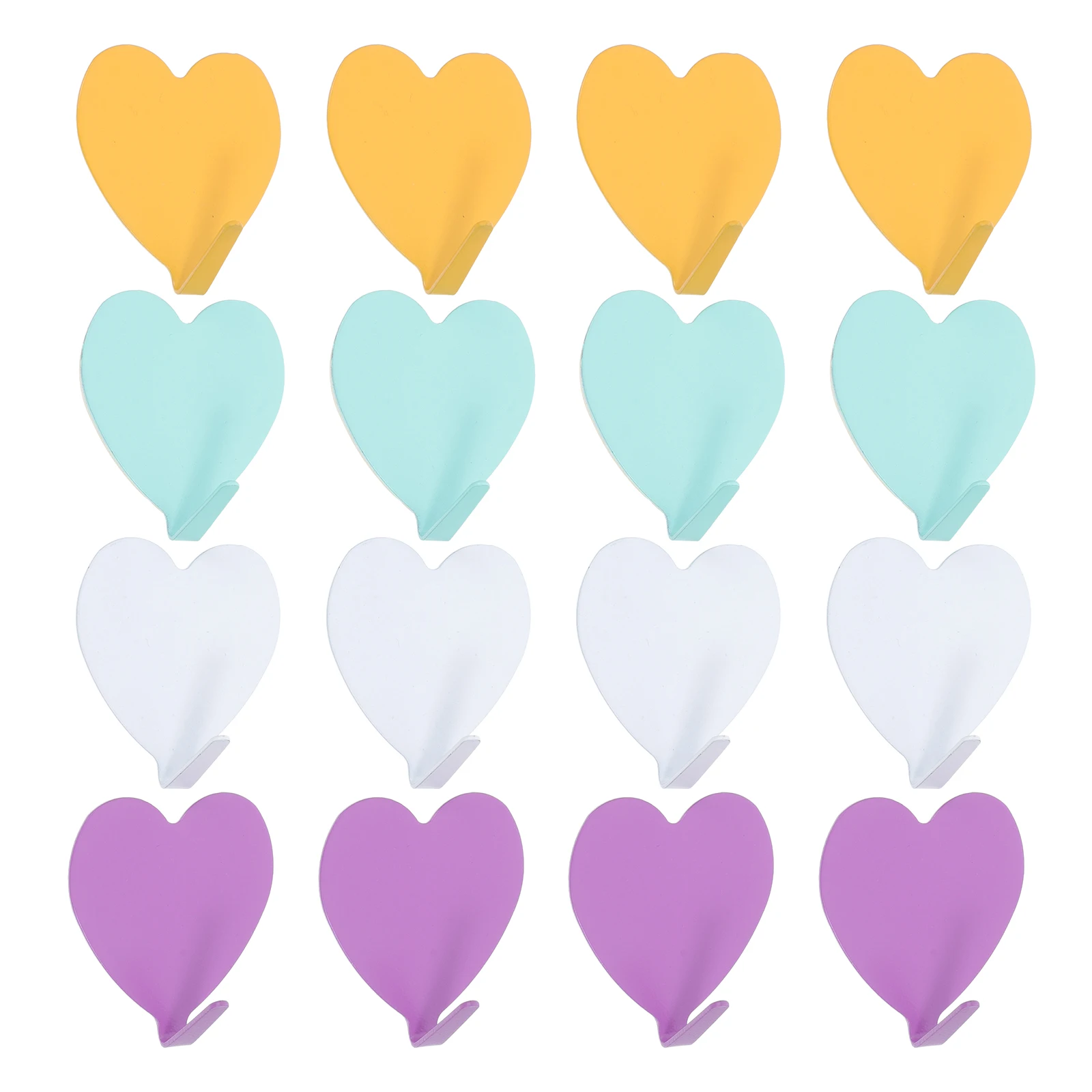 

12 pcs Heart Shaped Adhesive Hooks Heavy Duty Wall Mounted Hangers Scratch Resistant Rust Proof Modern Design Bathroom Bedroom