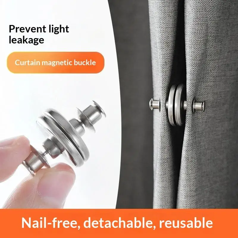 1 Pair Magnetic Curtain Buttons Detachable Clips For Home Window Treatment Light Leakage Prevention And Adjustable Curtains