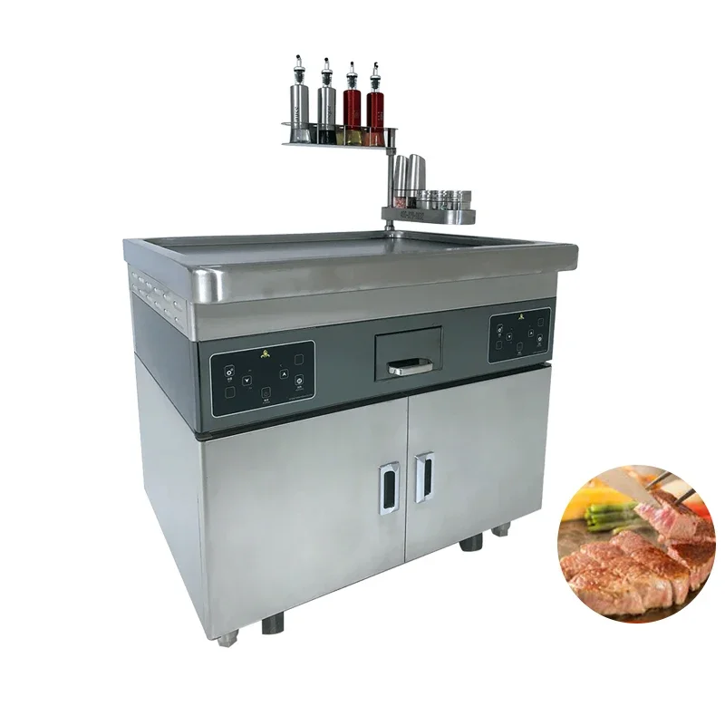 Barbecue TableHot Table Cooking Stainless Steel Movable Teppanyaki Grill Table