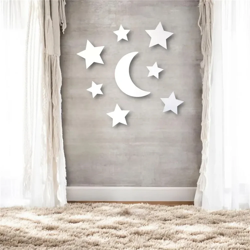 8Pcs/Set Ins White Wooden Moon and Star Garden Nursery Collection Wooden Wall Decoration Celestial Wall Art, Playroom Sign, Bohemian Home Wall Decor