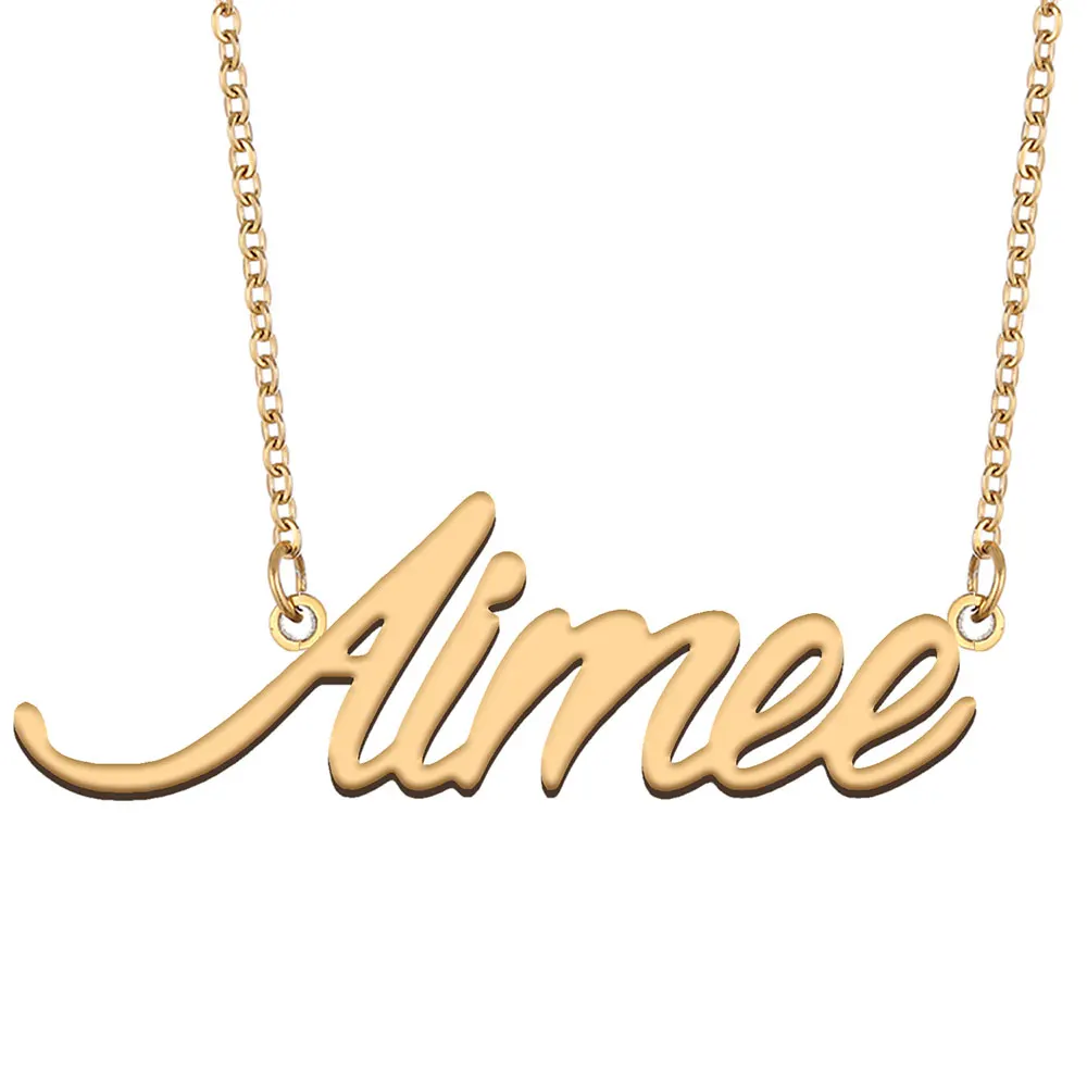 

Aimee Name Necklace for Women Stainless Steel Jewelry Gold Color Nameplate Pendants Collares Para Mujer Letters Choker