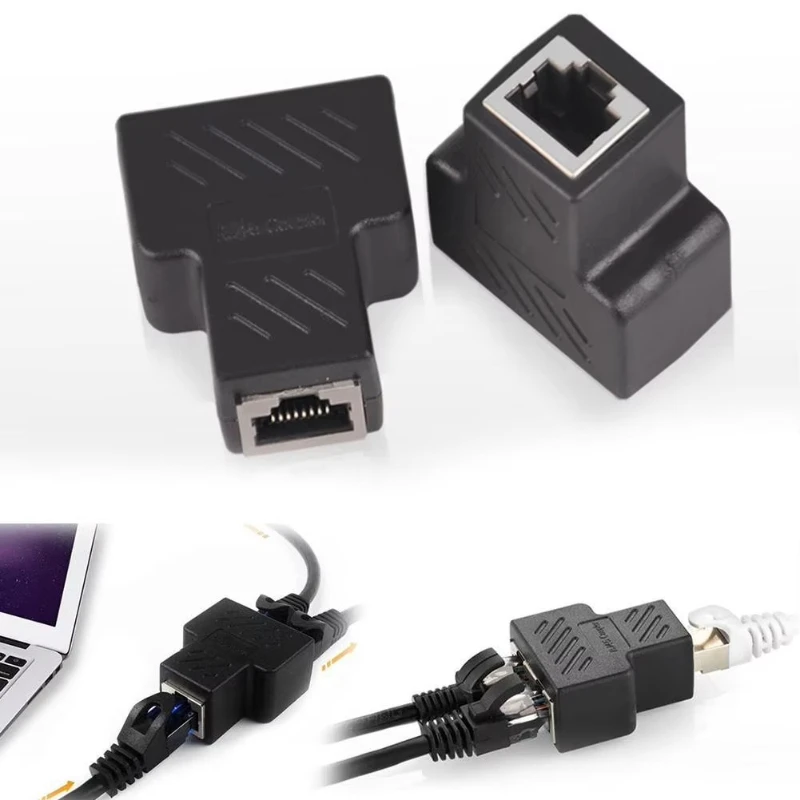 1/2/4/6pcs Cable Ethernet Cable Extender Network Connector 1 To 2 Ways Docking Plug RJ45 Splitter Adapters Cables Connectors