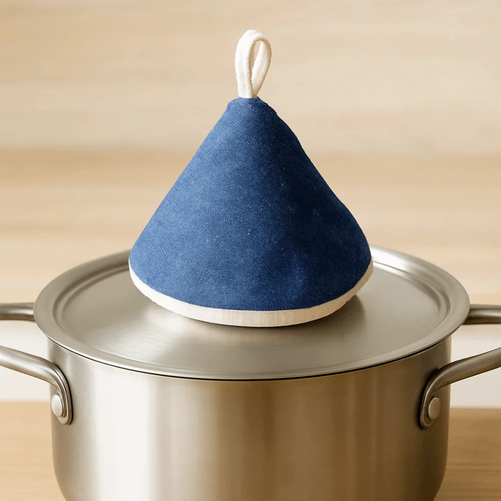 Gorro práctico de algodón antiescaldado para microondas, guantes con mango de olla lavables y seguros, forma triangular, Mini gorro esmaltado, 2 uds.