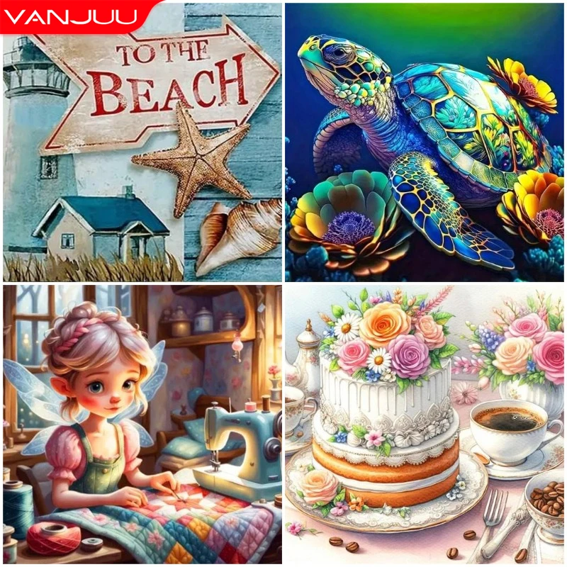 DIY 5D Diamond Painting Kit Seaside Landscape Diamond Embroidery Painting Sunset Full Diamond Mosaic Rhinestone Decor Picture