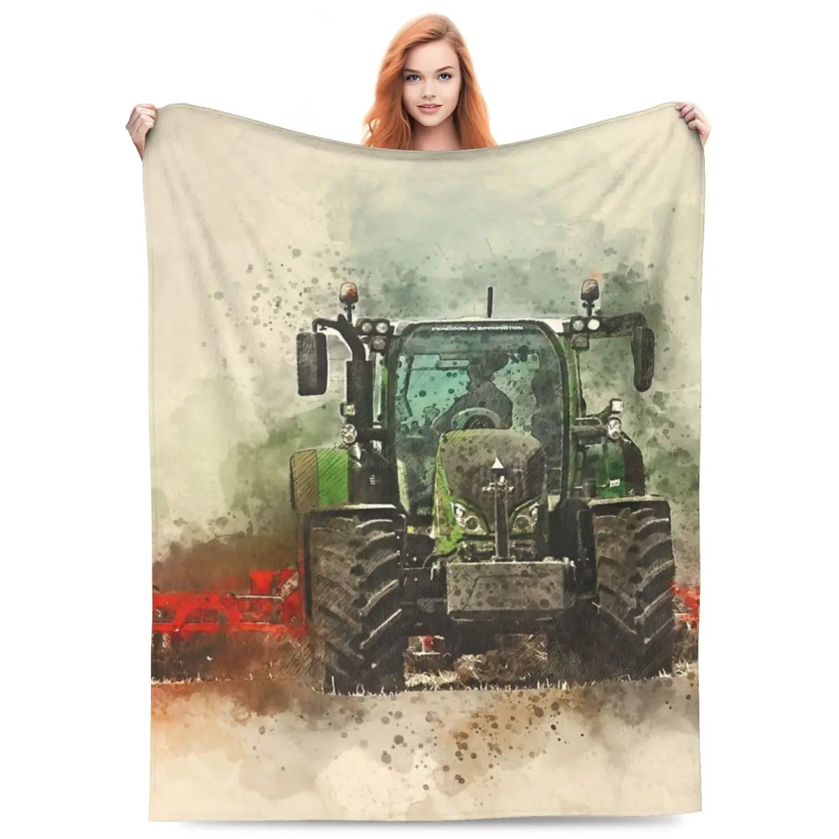 

Fendt Tractor Grafting Blanket Flannel Sofa Breathable Throw Blankets for Home Bedroom Office Throws Bedspread Quilt
