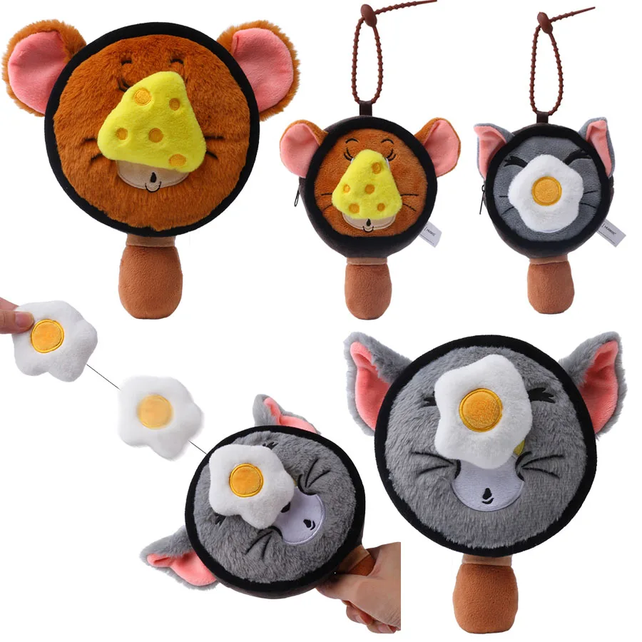 

Warner Bros Official Tom and Jerry Plush Toy Tom Cat in Pot with Fried Egg Jerry Mouse with Cheese Cute Hanging Doll