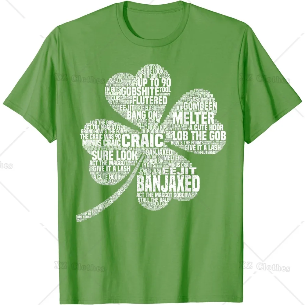 

St Patricks Day Irish Slang Shirt for Paddy Eire Shamrock Printed Shirts Ireland T-Shirt for Women Men