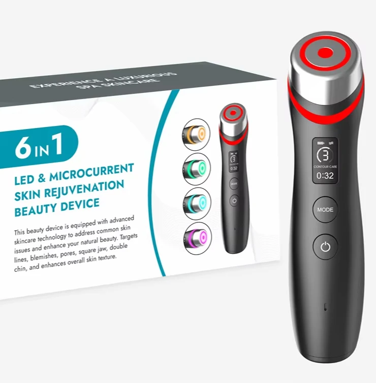 

A Ager Boosters Pro 6 in 1 Total Care Led LED Facials Vibrations Face Lift RF EMS Skincares Device Eye Massagers Red Light Wand