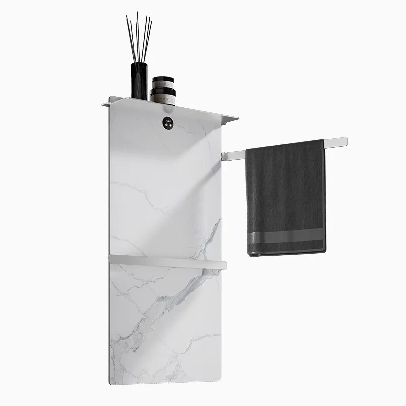 Black rock slab electric towel rack, smart wall-mounted rack, bathroom hotel drying carbon fiber bath towel rod