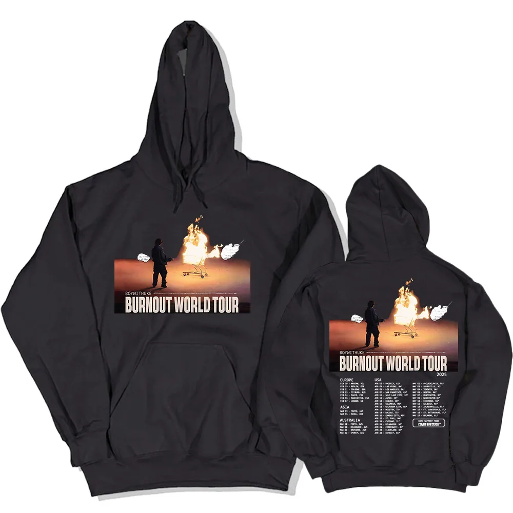 Boywithuke Burnout World Tour 2025 Hoodies Sudadera Mujer Hooded Women Men Casual Sweatshirts Singer Graphic Printed Pullovers