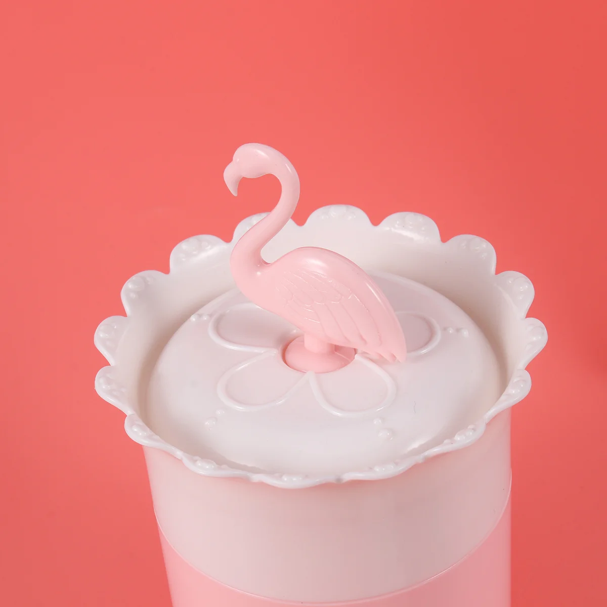 

1Pcs Cotton Swab Storage Case Flamingo Round Container Plastic with Lid Organizer for Cotton Balls Makeup Accessories