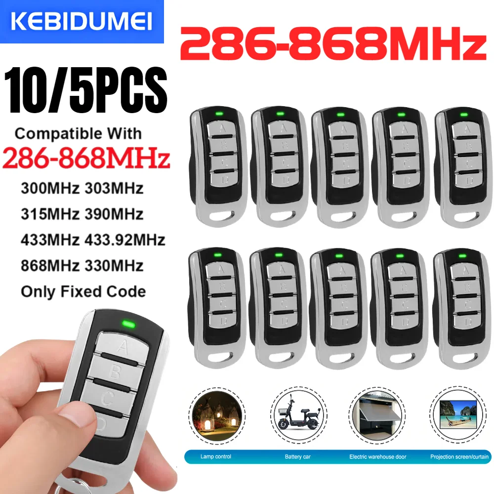 

10/5PCS Universal Garage Door Remote Control RF Duplicator 286MHz-868MHz Multi-Frequency Code Grabber Clone Gate Opener 433MHz