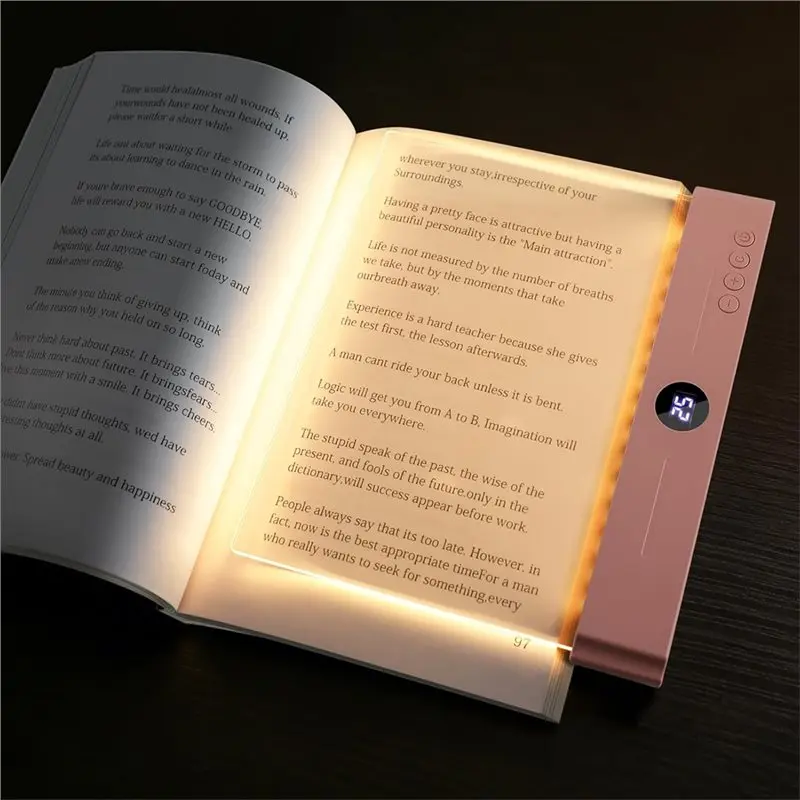 B62B-2PCS Flat Book Light Rechargeable Clear LED Smart Reading Light With Timer Dimmable Eye Protection For Bedside Travel Study