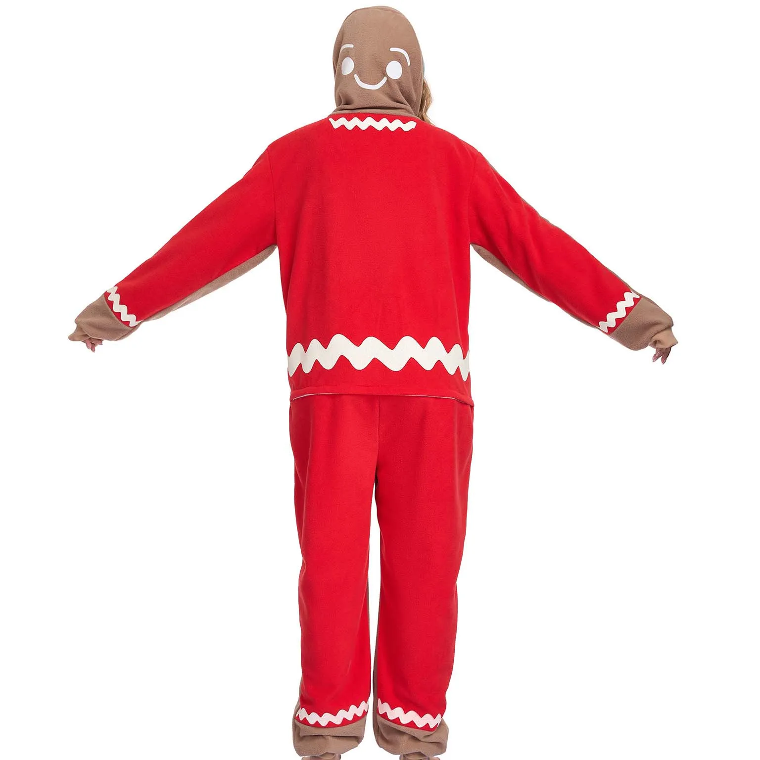 Funny Polar Fleece Jumpsuit Pajama Halloween Christmas Gingerbread Pajamas Kigurumi Cosplay Costume Hooded Onesies Homewear
