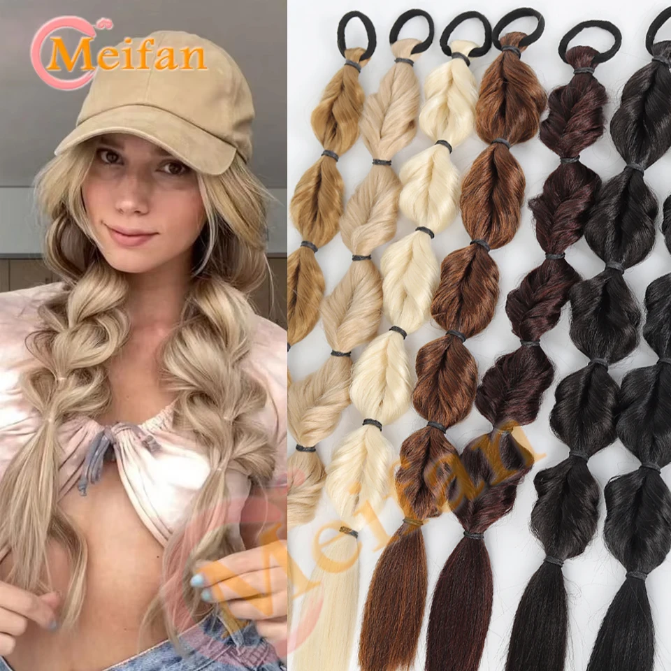 

2pcs 20 Inch Braids Ponytail Wig Through Bubble Braid Natural Dye Twist Braid Tie-Up Dreadlocks Double Ponytail Lantern Braid