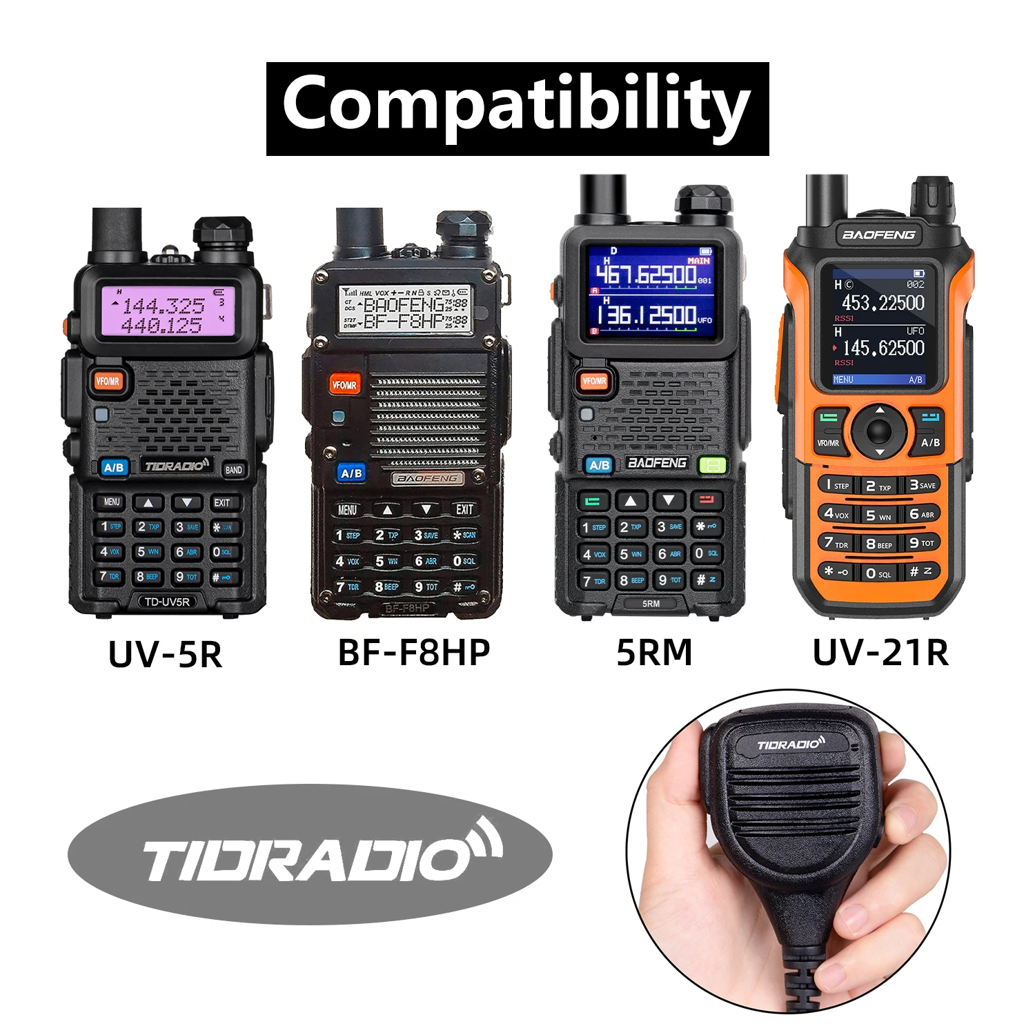 TIDRADIO TD-HM060 핸드헬드 마이크, UV-5R BF-888S UV-82 GT-3 UV-B2 BF-F8 UV-5RE, 워키토키 액세서리