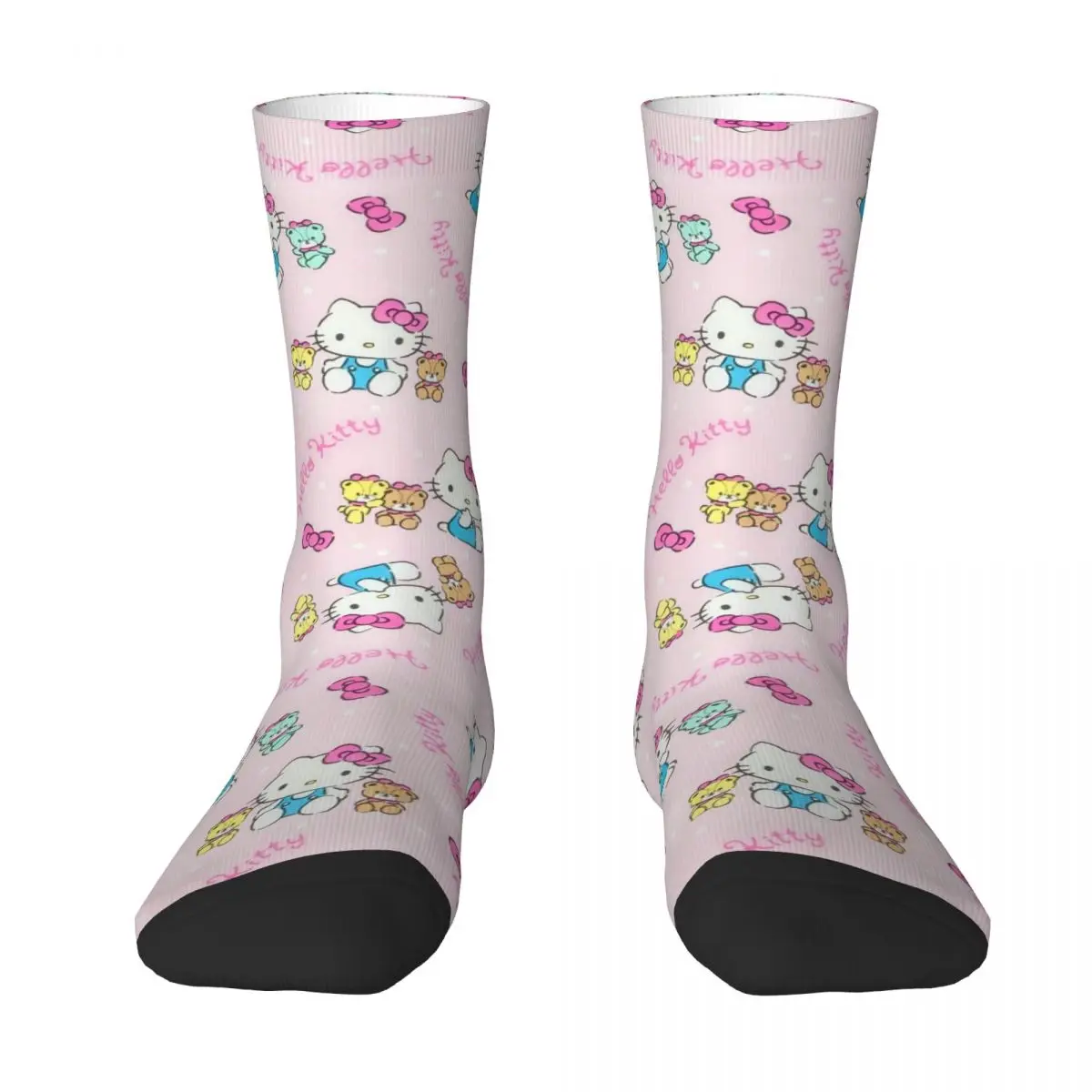 Hello Kitty-calcetines de poliéster con dibujos animados para hombre y mujer, medias de tubo medio, regalo, primavera, verano, Otoño e Invierno