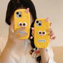 Soft Silicone Cute Cheese Cartoon  Phone Cases for IPhone  11 12 13 14 15 Pro Max Case  Shockproof  Back Cover Funda Kaws Funda