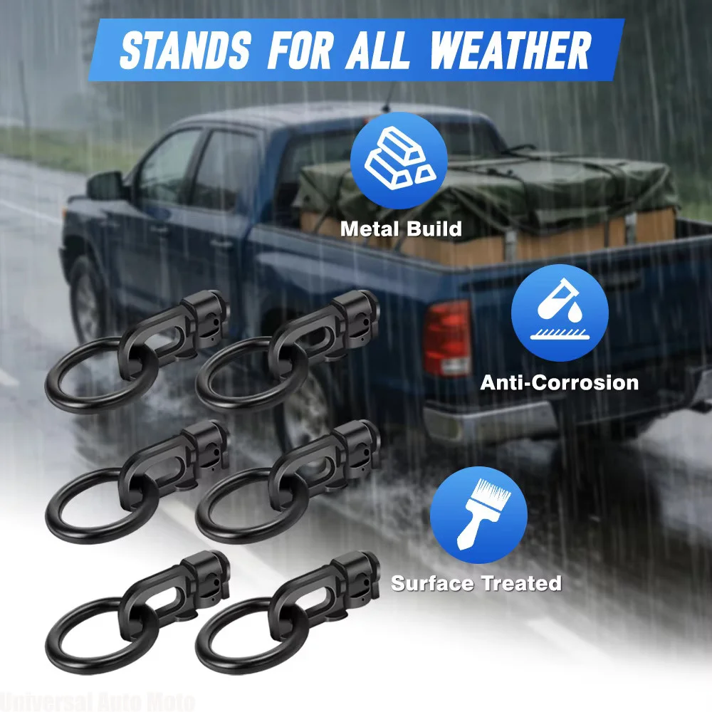 L Track Double Stud Tie Down Fitting With Ring Carbon Steel L Track Rail Double Stud Fitting for Truck Bed Trailer Cargo Control