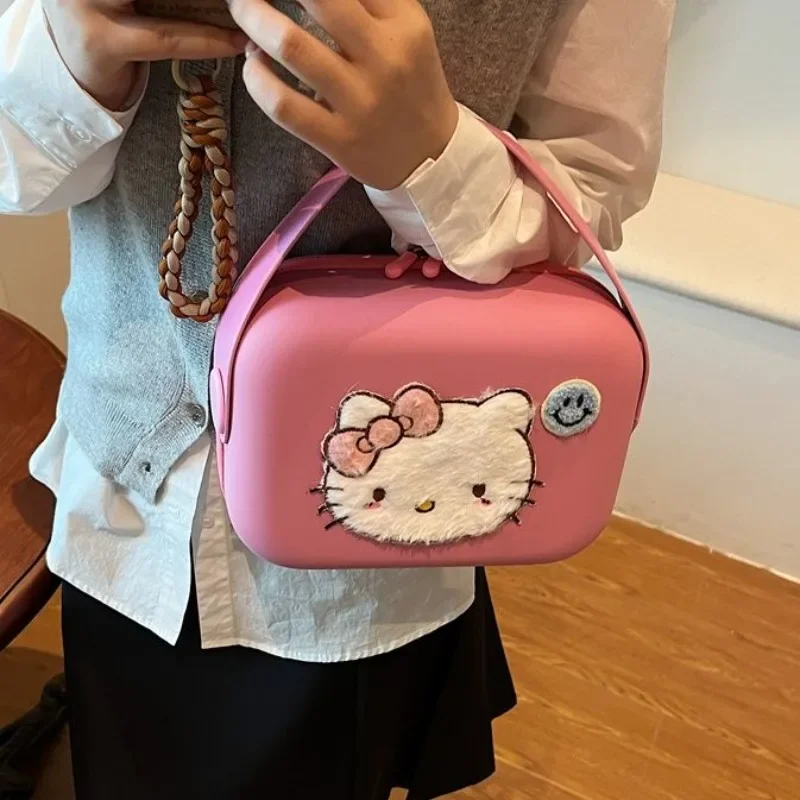 

Sanrio Cartoon KT Cat Portable Cosmetic Bag New Cute Hello Kitty Fashion Outing Portable Storage Box Children's Birthday Gift