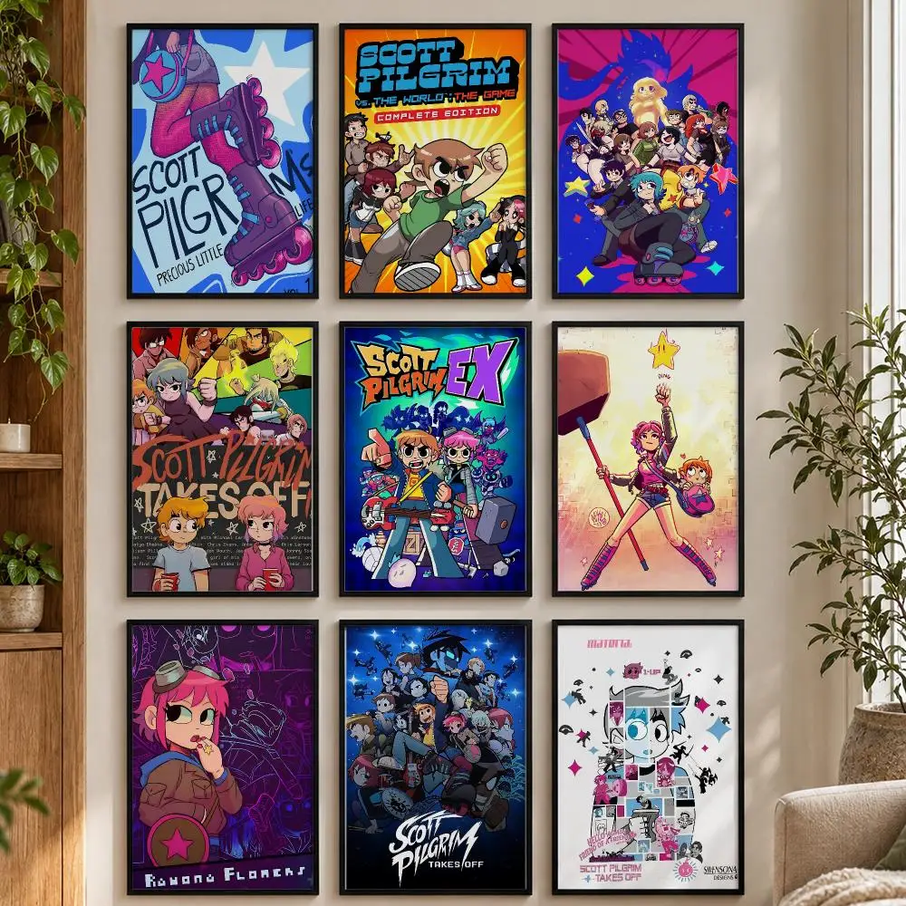 movie Scott Pilgrim vs. the World Poster Removable Peel and Stick Wall Sticker Waterproof Self Adhesive Poster Bedroom Decor