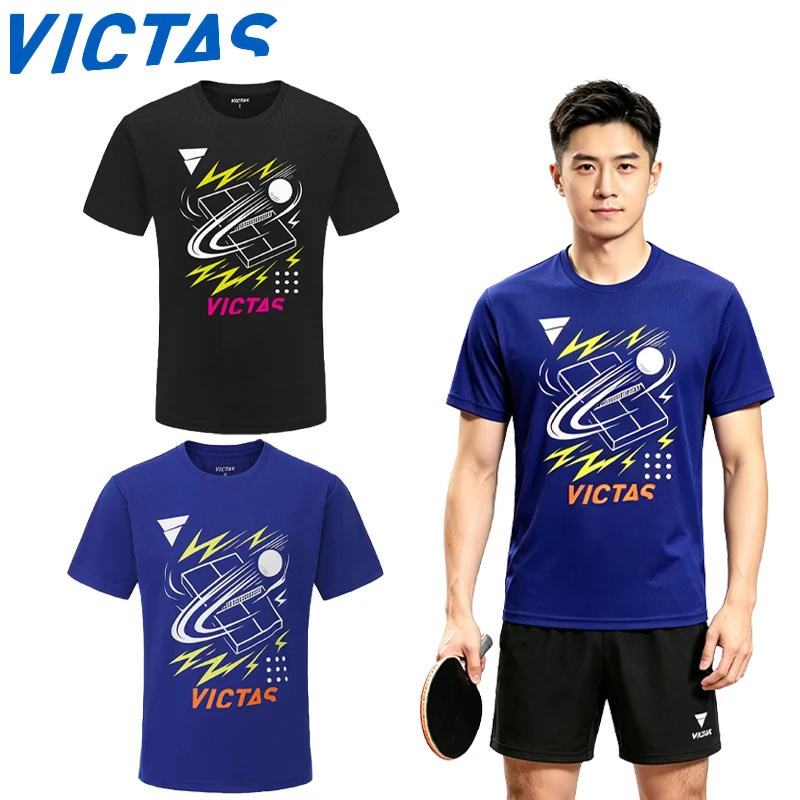 New Victas Men Table Tennis Short Sleeve T‑Shirt Quick‑Dry Breathable Sport Training Top For Adults Children Ping Pong Sportwear