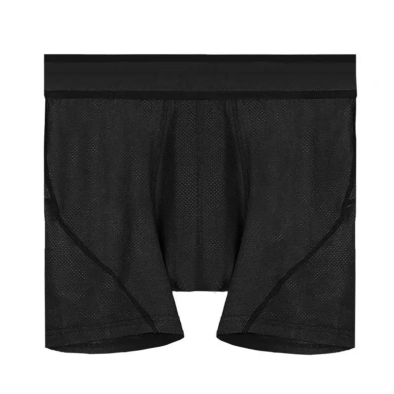 Split sports underwear men's summer thin ice silk long men's running lengthened anti-wear leg boxers