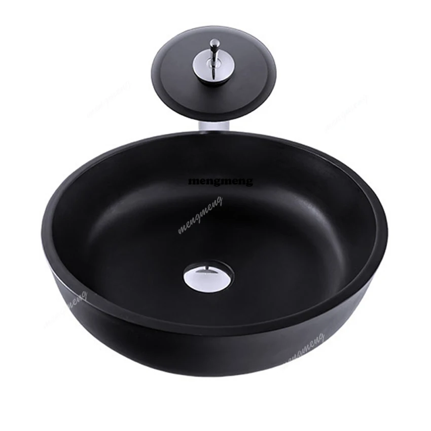 Round/Cylindrical Nordic Household wash basin Frosted black Bathroom Sinks Wash Basin Art craft  Bathroom wash