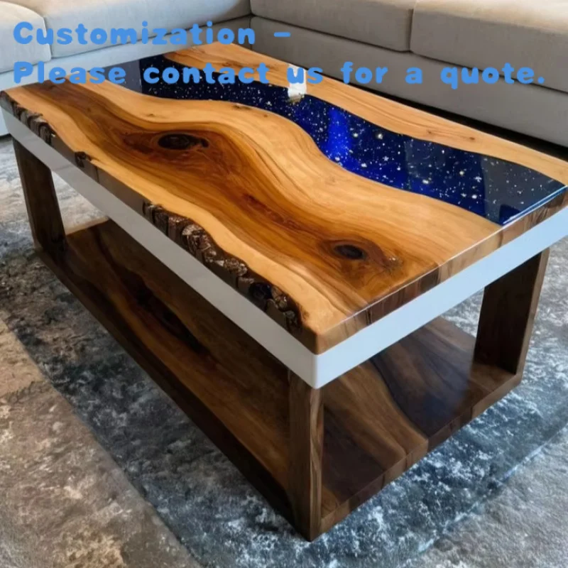 

custom.Luxury Modern Custom River Starry Night Design Epoxy Resin Wood Table