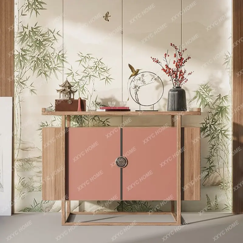 

New Chinese StyleSolid Wood Entrance Cabinet Modern Minimalist Sideboard Cabinet a Long Narrow Table Entrance Door Curio Cabinet