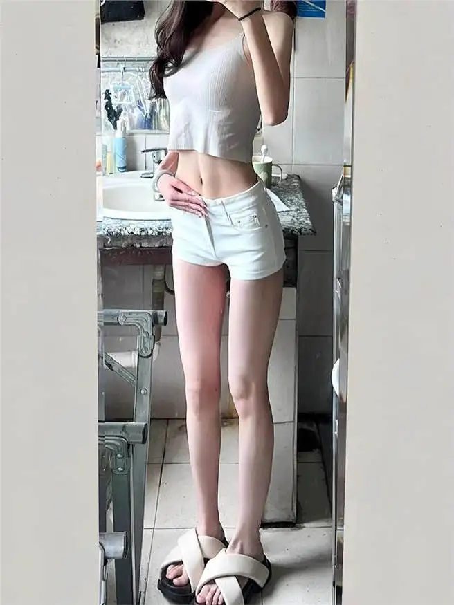 American Style Sweet Spicy Girl Low Waist Denim Super Short Shorts Women Summer Slim Elastic Tight A-Line Wrap Hot Pants