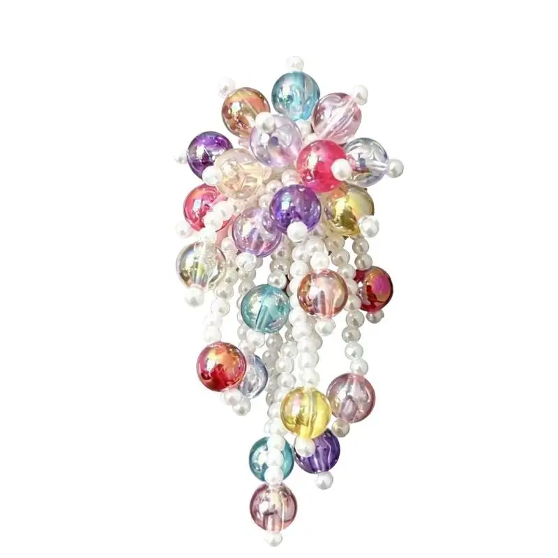 Bunte Perlen-Haarspange mit Kunstperlen-Quasten und schillerndem Design für den täglichen Gebrauch und Party-Haarstyling. – Detail 5