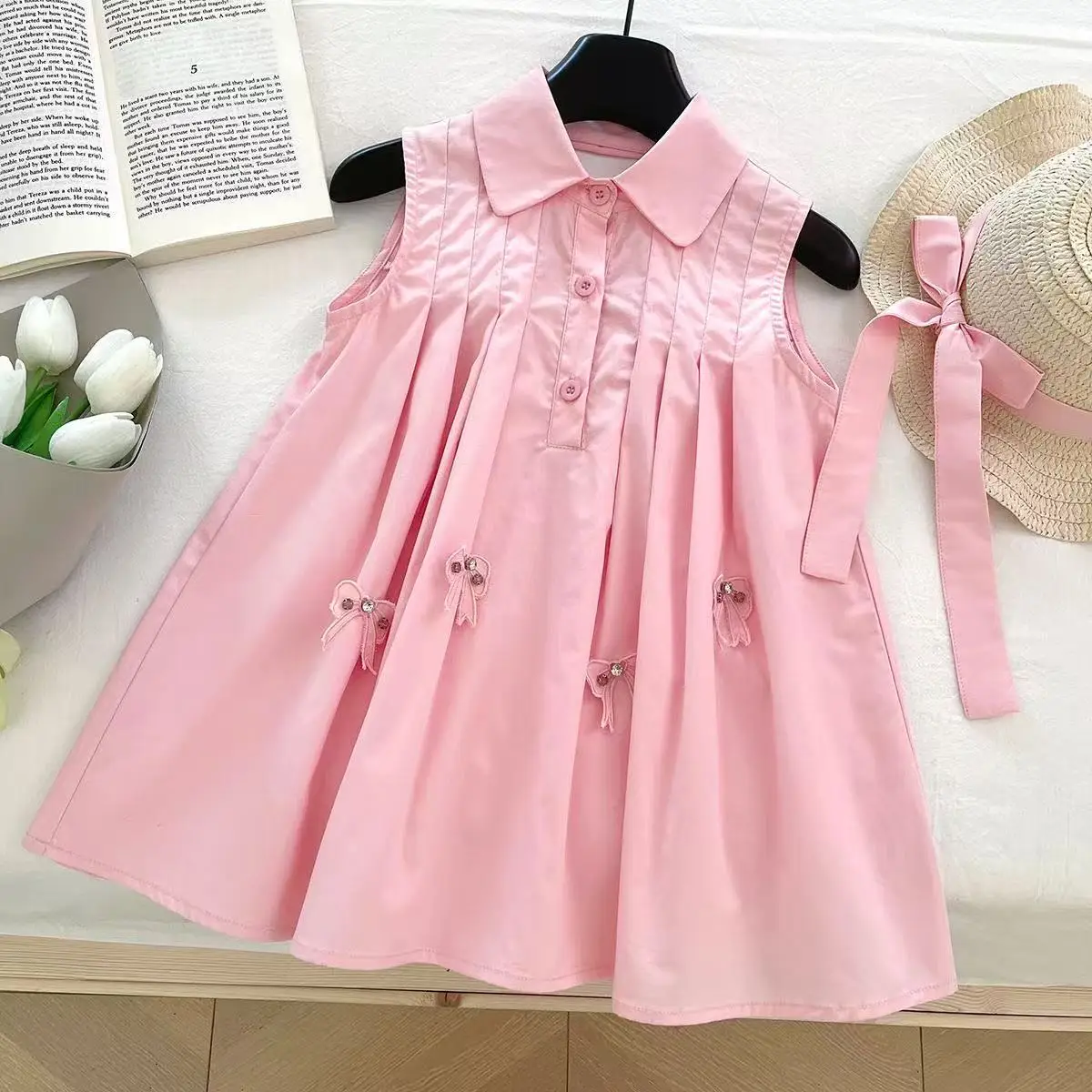 

2-9 Years Girls' Dress Summer 2025 New Floral Dress Children's Sleeveless Foreign Style Baby Princess Dress 90-150cm