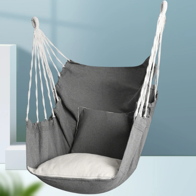 Durable Indoor/Outdoor Canvas Hammock Chair Comfortable Swing Seat for Garden Patio Camping and Home Relaxation