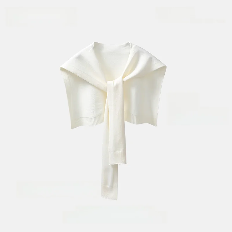 High-End Spring Autumn Knitted Shoulder Shawl Lightweight Air Conditioned Room Outerwear Beige Versatile Fashionable Neck Warmer