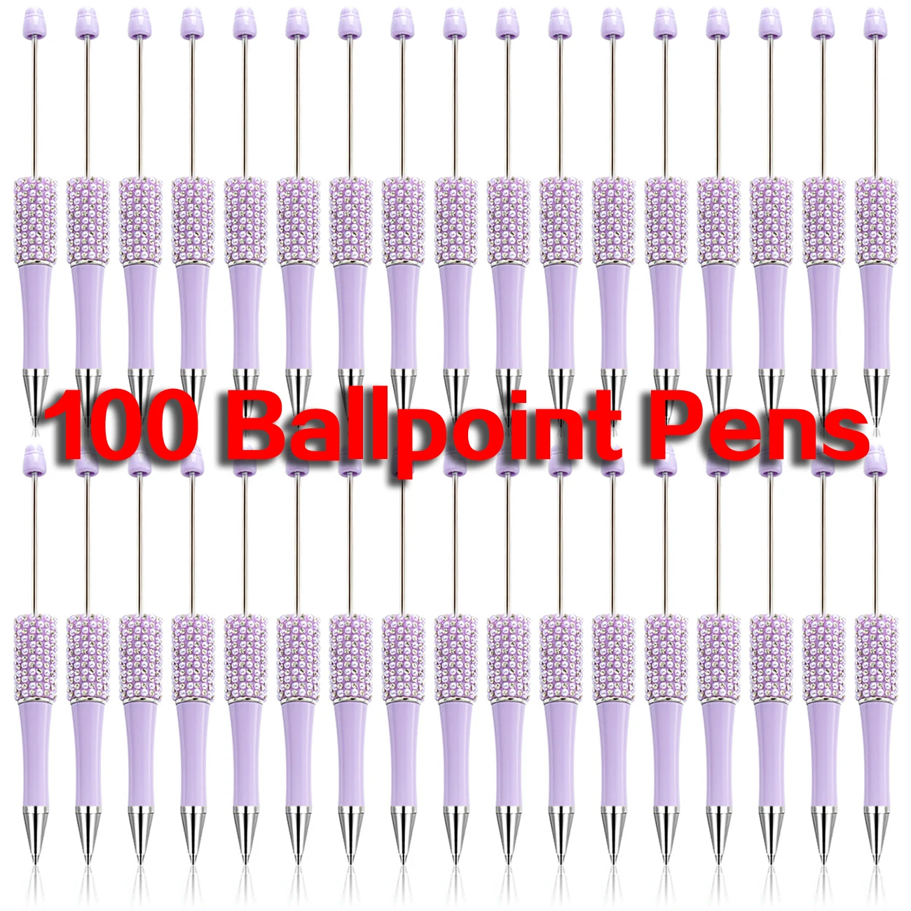 100Pcs Purple Diamond Bead Pen Wholesale Creative DIY Handmade Sticker Set Diamond Beaded Ballpoint Pens Advertising Gift Pen