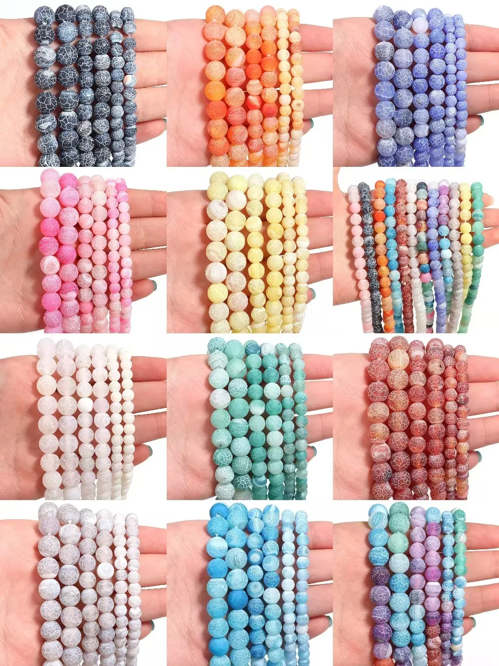 Natürliche verwitterte Achat-Steinperlen, 6/8/10 mm, Farbe, lose Perlen, Abstandsperlen für Schmuckherstellung, Zubehör, DIY-Armband, Halskette