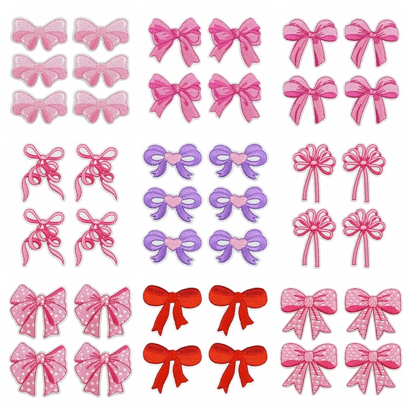 Parche bordado pajarita rosa infantil termoadhesivo para planchar