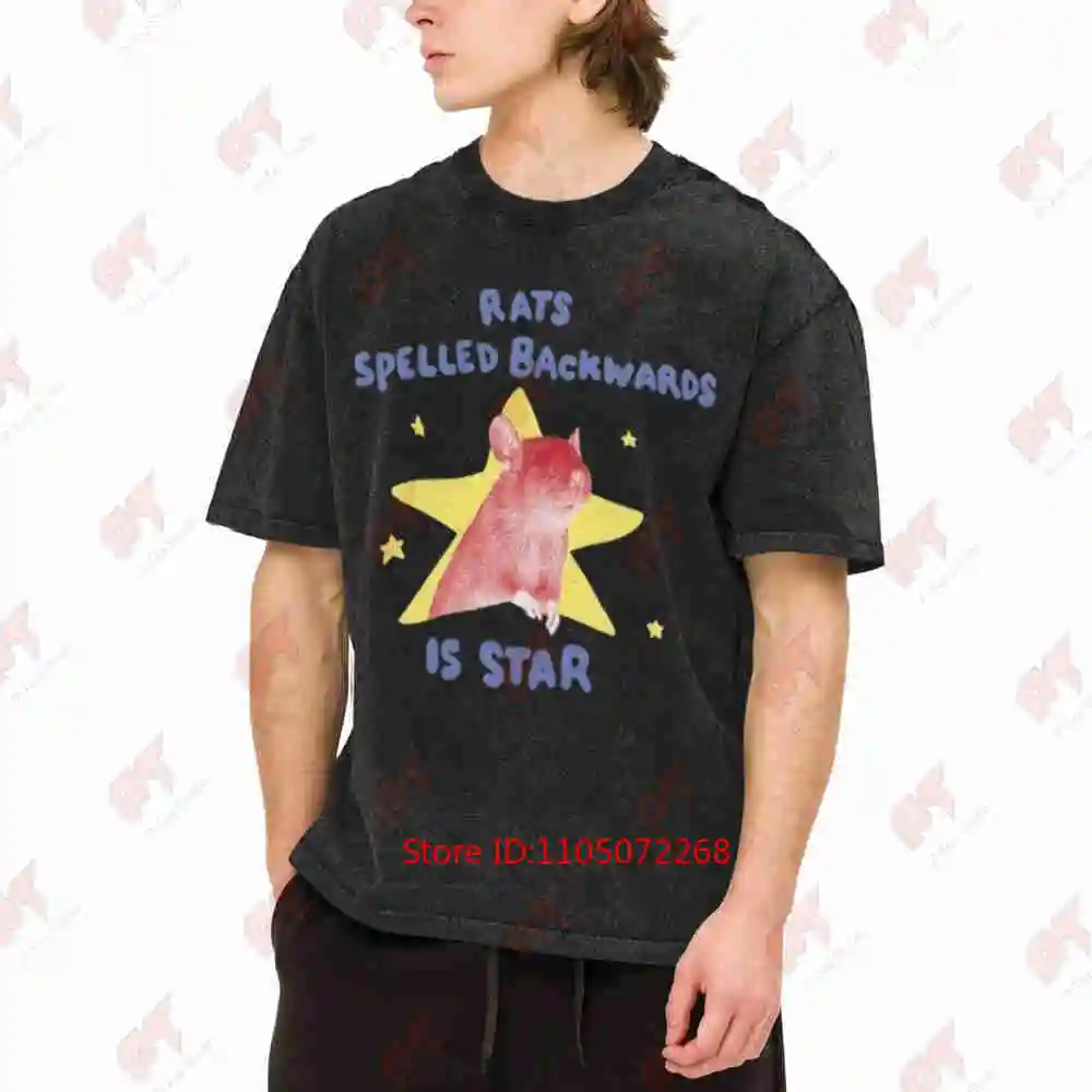 Rats Spelled Backwards Is Star Rat Funny Weird Vintage Washed Tee Pure Cotton T-Shirt